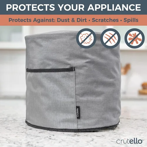 Vista 4 de Crutello Cubierta antipolvo con bolsillo de almacenamiento, compatible con Instant Pot de 8 cuartos de galón, mide 13.25 x 14.75 pulgadas