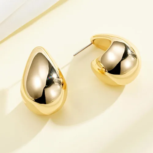 Vista 6 de Apsvo Aretes de aro gruesos de oro para mujer, aretes de aro gruesos de oro, aretes ligeros de lágrima