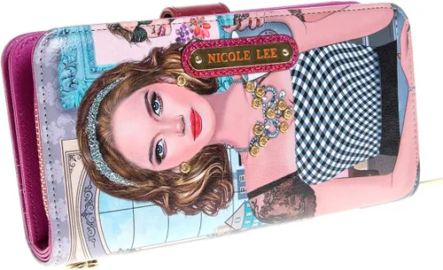 Vista 2 de Nicole Lee Mini cartera de color y estilo con impresión exclusiva y pulsera desmontable y bloqueo RFID