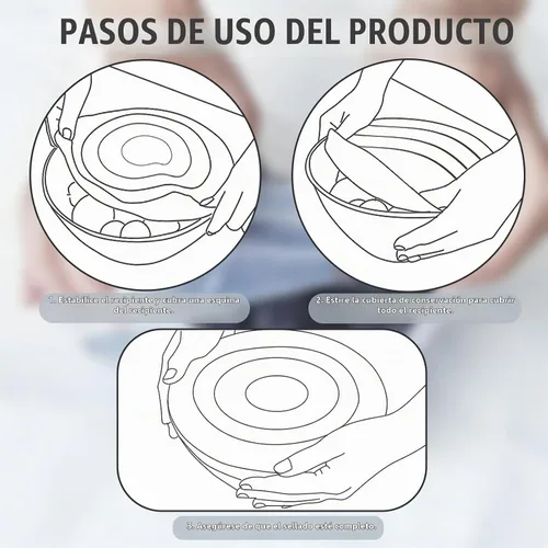Vista 6 de 12 tapas elásticas rectangulares de silicona para almacenamiento