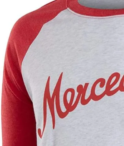 Vista 3 de Mercedes Benz Script Raglan Camiseta de béisbol rojoblanco