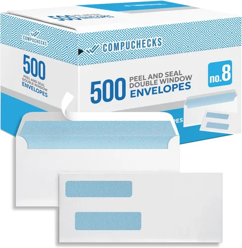 Vista 11 de Compuchecks Sobres de doble ventana #8 - Tira de despegar y sellar, sobres de cheques de correo de seguridad para negocios – a prueba
