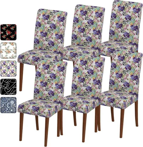 Vista 79 de Fundas para sillas de comedor CoSofSLIP, juego de 2, fundas estampadas elásticas antideslizantes, fundas extraíbles y lavables para sillas