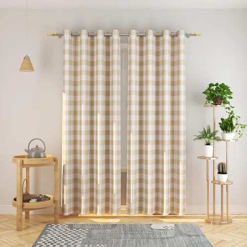 Vista 42 de Cortinas de 24 pulgadas de largo con diseño Buffalo Check Gingham Plaid para ventanas de cocina y baño, tratamiento para ventanas con 2 paneles