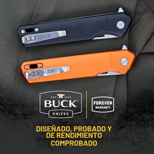 Vista 8 de Buck Knives 239 Infusion, cuchillo de bolsillo plegable con hoja de punta, mango de aluminio, clip para bolsillo Negro