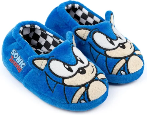 Vista 4 de Sonic the Hedgehog Pantuflas de felpa bordada cara 3D para niños Azul