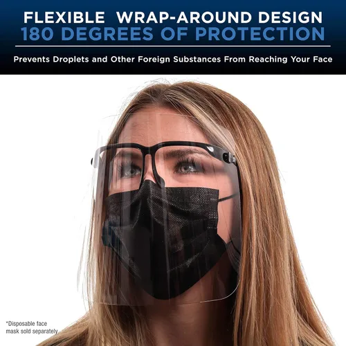 Vista 3 de TCP Global Salon World - Protectores faciales de seguridad con marcos de lentes negros (paquete de 4), protectores ultra transparentes para proteger
