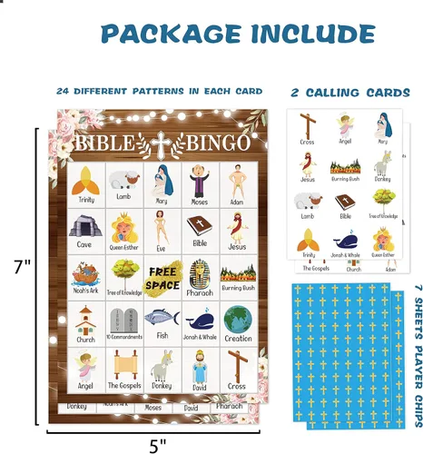 Vista 2 de Juegos de cartas de bingo de la Biblia, suministros de fiesta de juego de iglesia dominical cristiana, recuerdos, decoraciones, regalos - Juego