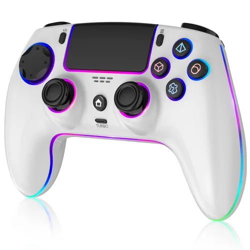 Vista 10 de MYSTILUCK Wireless Pro Controller for PS5/Pro/PC/MAC/Mobile/Steam Deck, Gamepad with 7 Color RGB Lighting/Hall Effect
