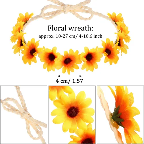 Vista 4 de Wrestler 12 Pcs Hippie Costume Set for Women Includes 6 Multicolor Lady Daisy Flower Crown 6 Round Sunglasses for Disco