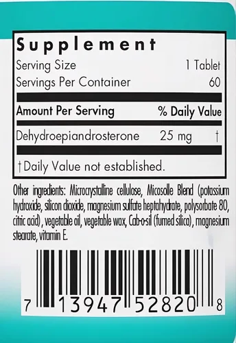Vista 4 de Nutricology Dhea 25 mg comprimidos de liberación sostenida, 60
