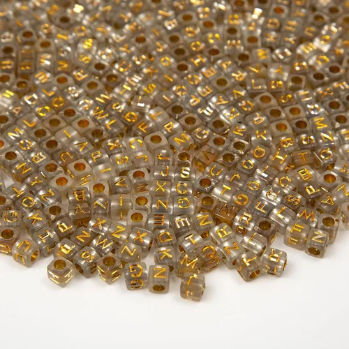 Vista 9 de 1000 cuentas acrílicas de letras pequeñas, cubo, letras acrílicas del alfabeto para hacer joyas, cuentas del alfabeto (colorido/dorado)