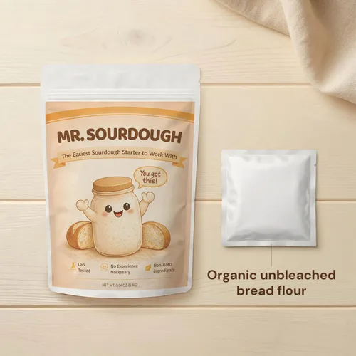 Vista 3 de Mr. Sourdough - Cultivo básico de masa madre para principiantes, iniciador deshidratado con cultivos activos vivos para pan casero, hornear, pizza