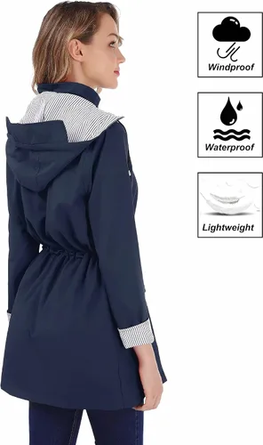 Vista 7 de BBX Lephsnt Impermeable ligero para mujer. Impermeable para actividades en exteriores.