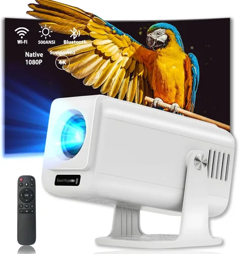 Vista 9 de Smart 2025: proyector portátil listo para 4K con Android 13 500 lúmenes ANSI WiFi 6 Luz azul baja