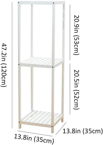 Vista 3 de Soporte para plantas de madera maciza,Soporte para plantas de 3 niveles,Interior Sala de estar Balcón Estante para plantas de pie Blanco