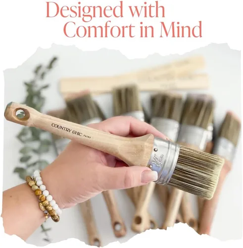 Vista 7 de Pincel de pintura estilo tiza – Pincel ovalado con cerdas sintéticas para una aplicación suave de pintura de muebles con pinceladas mínimas, sin