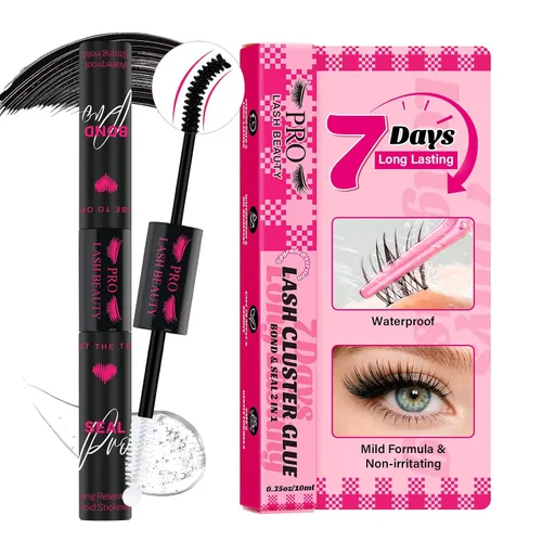 Vista 8 de PROLASHBEAUTY - Pegamento transparente de racimo de pestañas para 7 días de larga duración, pegamento impermeable para pestañas y sellado