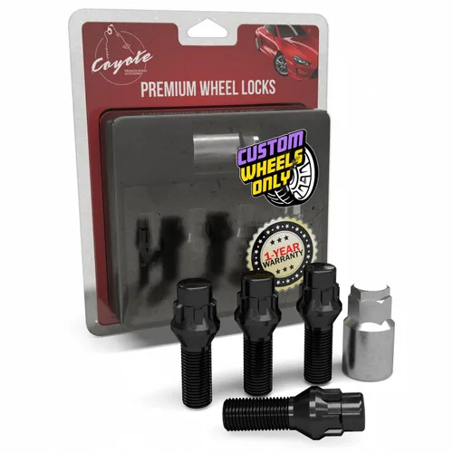 Vista 14 de Wheel Accessories Parts 4 cerraduras + llave M12 x 1.25 12 x 1.25 rosca Bellota para asiento con cerradura de perno de asiento con acabado negro