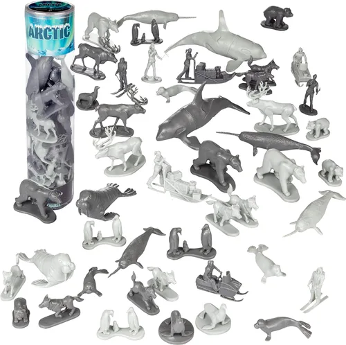 Vista 9 de Juego de animales árticos y antárticos (48 piezas) - Figuras de acción del polo norte y sur con osos polares, pingüinos, focas y exploradores
