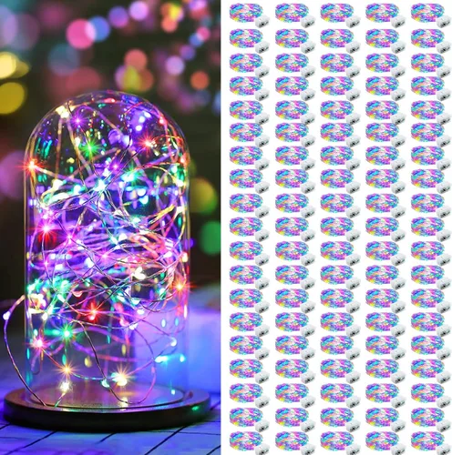 Vista 9 de AIKEI Paquete de 12 luces LED de hadas que funcionan con pilas, guirnaldas de luces impermeables de 7 pies, 20 luces LED de luciérnagas estrelladas