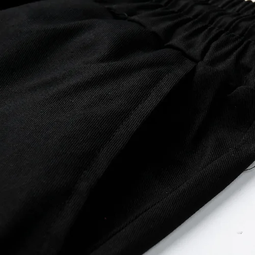 Vista 5 de GDJGTA Pantalones cargo de moda para hombre con múltiples bolsillos, ajuste relajado, hip hop, juvenil, adolescente, ropa de calle