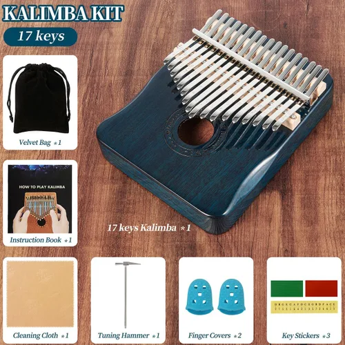 Vista 2 de Kalimba - Piano de pulgar con 17 teclas, color azul
