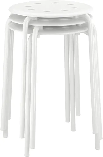 Vista 4 de 10 Pack Stackable Stools, 17" Plastic Round Stools Stacking Chairs, White Nesting Stool, Portable Multipurpose Stool Chairs Flexible Seating for