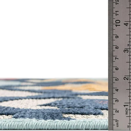 Vista 4 de Unique Loom Belize Outdoor Collection - Alfombra rectangular de 2 x 3 pies 1 pulgada, color marfil y azul marino