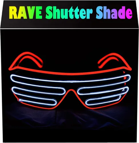 Vista 15 de Gafas de LED de Aqua Led de Neón electroluminiscentes para fiestas y disfraces modelo RB03., Púrpura + Azul