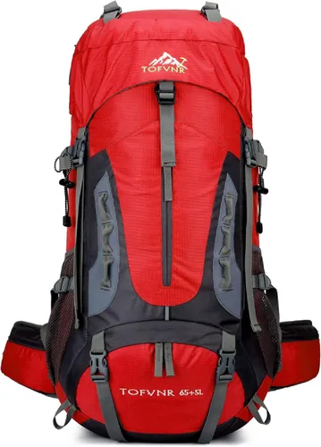 Vista 10 de Mochila de senderismo grande de 70 litros, mochila ligera para hombres y mujeres, al aire libre, gran capacidad, montañismo, impermeable, mochila