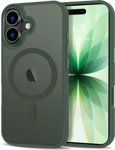 Vista 320 de Anuck - Funda magnética para iPhone 11 compatible con MagSafe, carcasa trasera mate translúcida dura, borde de TPU, delgada, resistente a impactos