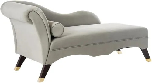 Vista 7 de Safavieh Home Collection Caiden - Tumbona de terciopelo gris con almohada