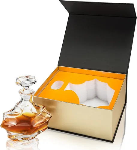 Vista 2 de KANARS - Decantador de whisky con tapón hermético, decantador grande de cristal hecho a mano para whisky, vino, bourbon, brandy, licor, centeno, ron