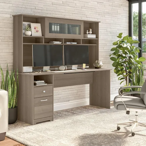 Vista 2 de Bush Furniture Cabot - Escritorio para computadora con gabinete, 72 W, gris ceniza