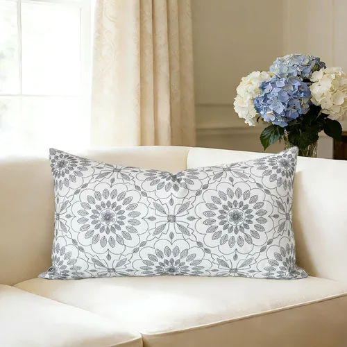 Vista 45 de Slow Cow - Funda de almohada decorativa con bordado, funda de almohada para sofá, funda de almohada de 20 x 20 pulgadas, gris