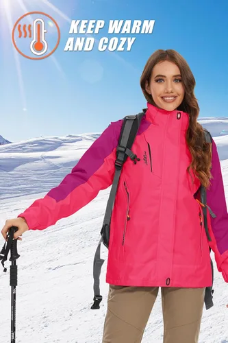 Vista 7 de MAGCOMSEN Women's 3-in-1 Winter Coats Snow Ski Jacket Water Resistant Windproof Fleece Lined Winter Jacket Parka