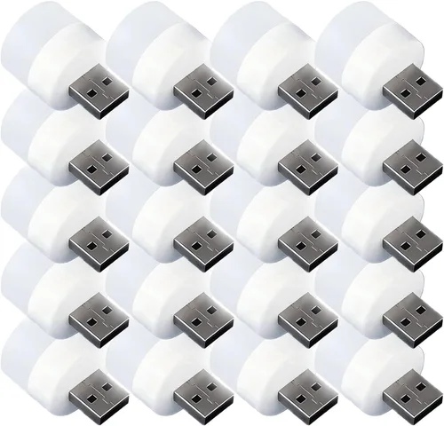 Vista 8 de Luces USB de noche, mini bombilla LED, enchufable, blanco cálido, compacto, ideal para dormitorio, baño, guardería, pasillo, cocina, coche, luz