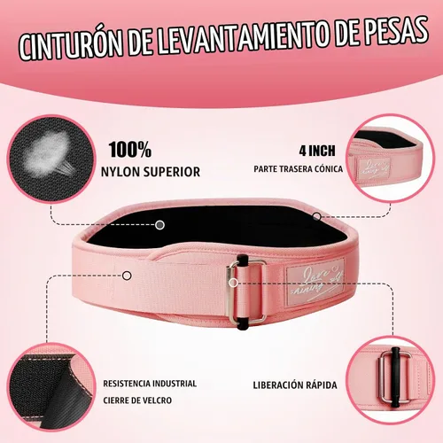 Vista 3 de Cinturón de levantamiento para mujer (4 pulgadas de ancho) Cinturón de levantamiento con bloqueo automático para damas, gimnasio, entrenamiento
