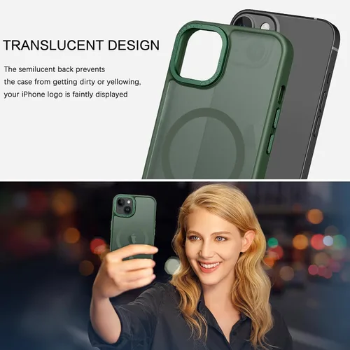Vista 3 de BENTOBEN Funda magnética para iPhone 14 Plus, compatible con MagSafe, translúcida mate, esmerilada, delgada, ligera, a prueba de golpes