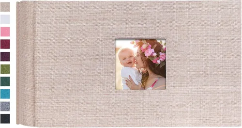 Vista 28 de Mublalbum Álbum de fotos pequeño de 4 x 6 pulgadas, 100 fotos, cubierta de lino, libro de fotos con bolsillos horizontales para boda, aniversario