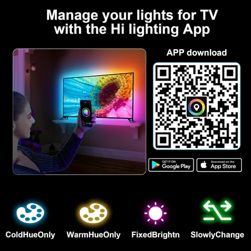 Vista 7 de Kit de retroiluminación LED para TV inteligente con caja de sincronización HDMI 4K30Hz, luces LED de TV de 16.4 pies para 55-75 pulgadas, tira