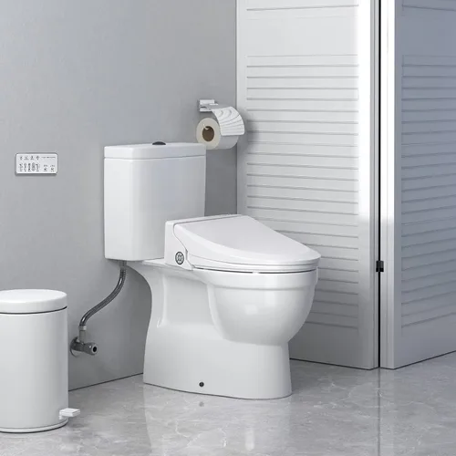 Vista 5 de ZMJH Asiento de inodoro con bidé, asiento inteligente calefactado eléctrico con cierre lento, lavado en remolino, secador caliente, lavado trasero