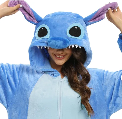 Vista 2 de FUNOBE Pijama de una pieza para adultos, disfraz de animal de una pieza para Halloween, cosplay para mujeres y hombres