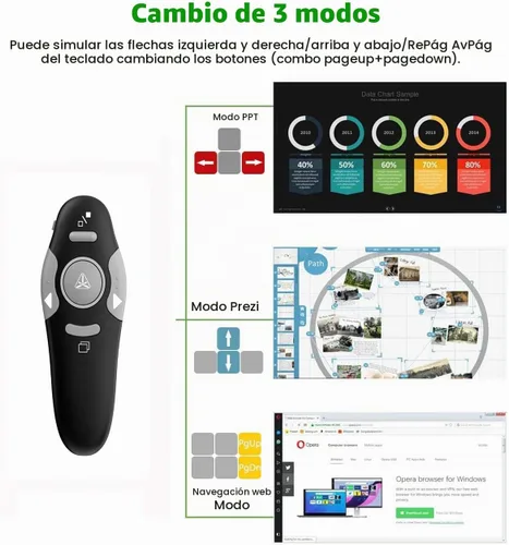 Vista 3 de QUI Presentation Clicker - Clicker remoto inalámbrico para presentación de PowerPoint, PowerPoint Slide Advancer para Mac/Windows/Linux, Google Negro