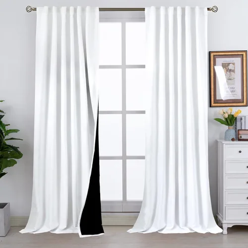 Vista 61 de BGment Cortinas 100% opacas beige de 63 pulgadas de largo con forro aislante térmico, bolsillo para varilla y lengüeta trasera de doble capa