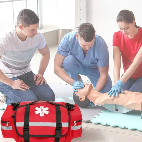 Vista 3 de Bolsa de primeros auxilios, bolsa médica vacía para trauma, organizador de bolsa de primeros auxilios, bolsa de transporte de hombro EMS/EMT, 13 x 9