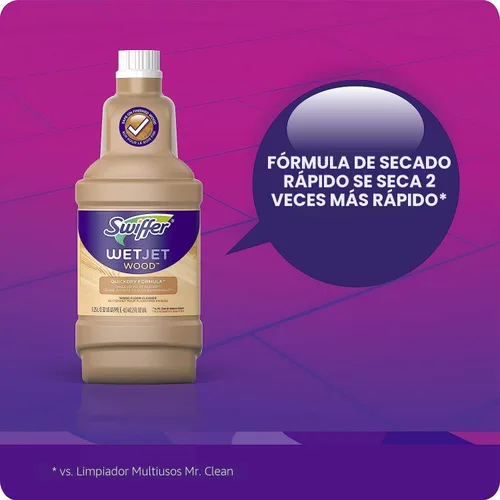 Vista 5 de Swiffer Wetjet - Recambio de solución de limpiador de pisos de madera, 42.2 onzas, paquete de 2