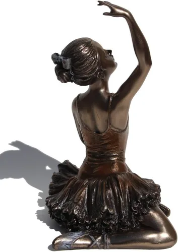 Vista 4 de Figura de bailarina de 5.13 pulgadas - Warming Up Cold Cast Bronzed Figurine