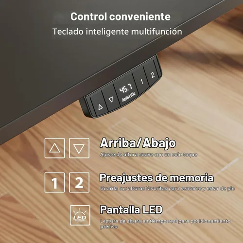 Vista 9 de Agilestic - Escritorio Eléctrico de Pie, Escritorio Ajustable en Altura de 55 Pulgadas en Forma de L, Escritorio para Sentarse y Pararse
